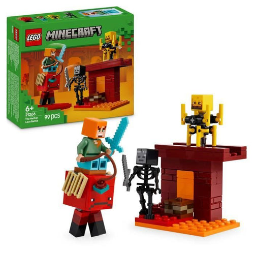 LEGO Minecraft 21266 Battaglia di lava del Nether - Giocattolo per gli appassionati di videogiochi