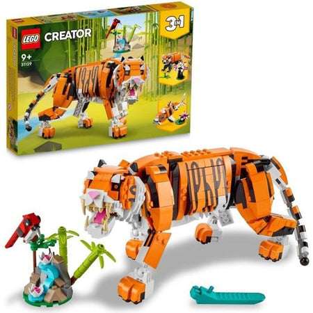 LEGO 31129 Creator 3-in-1 Sua Maestà la Tigre, Animali Giocattoli per Ragazze e Ragazzi dai 9 anni in su, Panda, Minifigure di Pesci