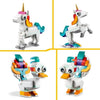 Lego Creator 3-in-1 31140 The Magic Unicorn, Ippocampal e Pavone giocattolo, Figurine per animali