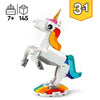 Lego Creator 3-in-1 31140 The Magic Unicorn, Ippocampal e Pavone giocattolo, Figurine per animali