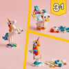 Lego Creator 3-in-1 31140 The Magic Unicorn, Ippocampal e Pavone giocattolo, Figurine per animali