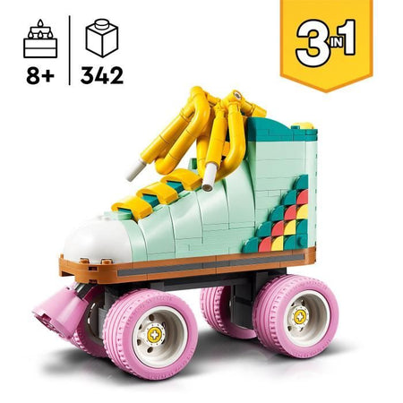 LEGO Creator 31148 Pattini a rotelle retrò 3 in 1, Giocattolo con Mini-Skateboard e Boombox, Decorazione retrò