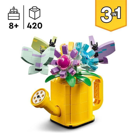 LEGO Creator 31149 Fiori nell'annaffiatoio 3 in 1, giocattolo per bambini, con annaffiatoio, mazzo di fiori e 2 uccelli