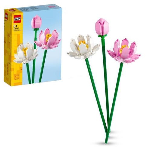 LEGO 40647 Creator Fiori di loto, kit di costruzione per ragazze e ragazzi dagli 8 anni, con 3 fiori artificiali