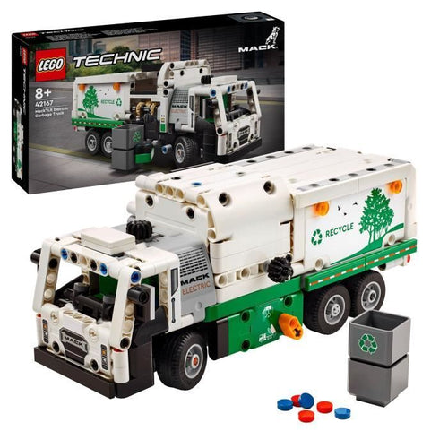 LEGO Technic 42167 Mack LR Camion della spazzatura elettrico, camion elettrico giocattolo, veicolo per il riciclaggio