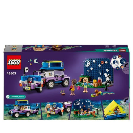 LEGO Friends 42603 Camper che osserva le stelle, giocattolo per bambini, con personaggi di animali e mini-doll