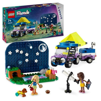 LEGO Friends 42603 Camper che osserva le stelle, giocattolo per bambini, con personaggi di animali e mini-doll
