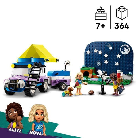 LEGO Friends 42603 Camper che osserva le stelle, giocattolo per bambini, con personaggi di animali e mini-doll
