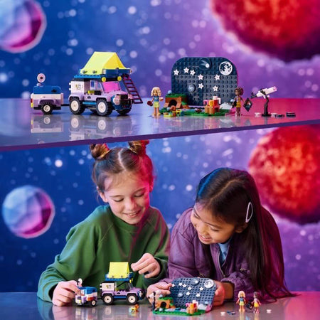 LEGO Friends 42603 Camper che osserva le stelle, giocattolo per bambini, con personaggi di animali e mini-doll