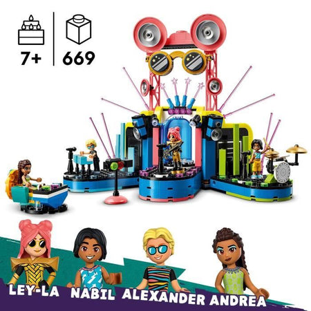 LEGO Friends 42616 Spettacolo musicale di Heartlake City, giocattolo con 4 minifigure di Andrea, scena e strumenti