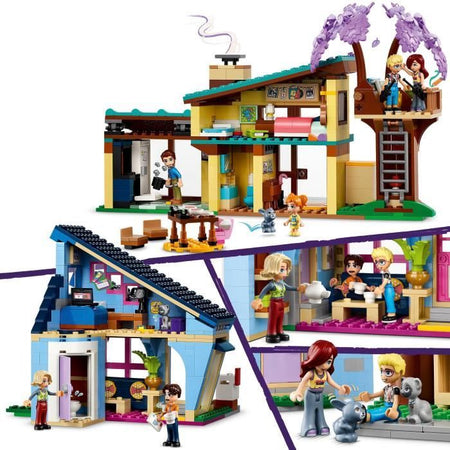 LEGO 42620 Friends Le case della famiglia di Olly e Paisley, bambola giocattolo con personaggi e accessori
