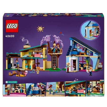 LEGO 42620 Friends Le case della famiglia di Olly e Paisley, bambola giocattolo con personaggi e accessori