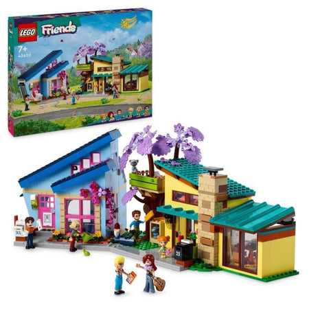 LEGO 42620 Friends Le case della famiglia di Olly e Paisley, bambola giocattolo con personaggi e accessori
