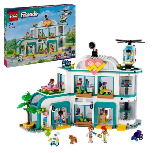 LEGO 42621 Friends Ospedale di Heartlake City, giocattolo con elicottero e minifigure tra cui Autunno e un cane