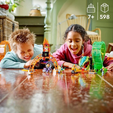 LEGO 60339 City Stuntz Arena per acrobazie con doppio circuito, Monster Truck con rampa e minifigure di acrobazie, dai 7 anni in su