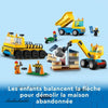 Lego City 60391 camion del sito e la gru ha una palla da demolizione, giocattolo per macchine da costruzione