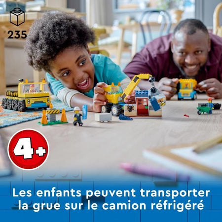 Lego City 60391 camion del sito e la gru ha una palla da demolizione, giocattolo per macchine da costruzione