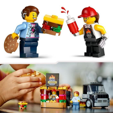 LEGO City Burgers Food Truck, furgone giocattolo, 60404, gioco di fantasia con furgone e minifigure