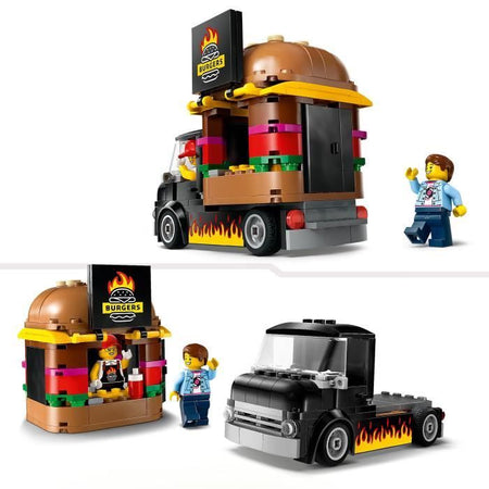 LEGO City Burgers Food Truck, furgone giocattolo, 60404, gioco di fantasia con furgone e minifigure