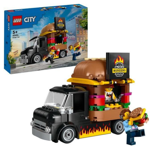 LEGO City Burgers Food Truck, furgone giocattolo, 60404, gioco di fantasia con furgone e minifigure