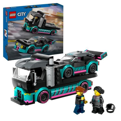 LEGO City 60406 Auto da corsa e camion da trasporto, giocattolo con veicolo, minifigure del pilota