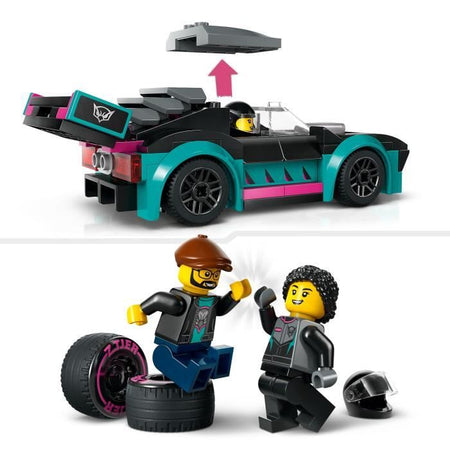 LEGO City 60406 Auto da corsa e camion da trasporto, giocattolo con veicolo, minifigure del pilota
