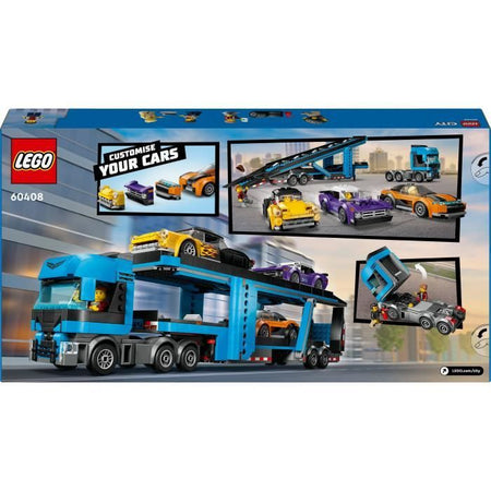 LEGO City 60408 Bisarca di auto sportive, 4 veicoli per bambini