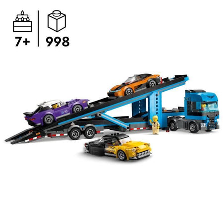 LEGO City 60408 Bisarca di auto sportive, 4 veicoli per bambini