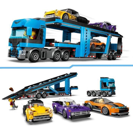 LEGO City 60408 Bisarca di auto sportive, 4 veicoli per bambini