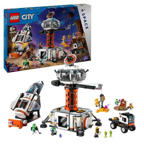 LEGO City Stazione Spaziale e Base di Lancio dei Razzi 60438 City, Giocattolo Spaziale, con Robot e 6 Minifigure