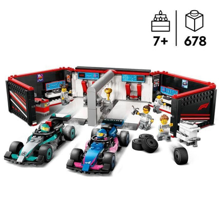 LEGO City 60444 Garage F1 e gioco Mercedes-AMG e auto alpine per bambini di 7 anni
