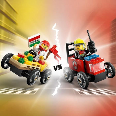 Pacchetto auto da corsa LEGO City 60458: camion delle pizze contro camion dei pompieri