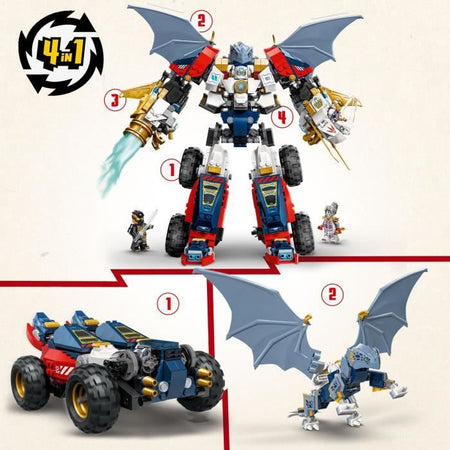 LEGO NINJAGO 71834 Il Robot Ultra Combo di Zane - Set da costruzione 4 in 1 per bambini dai 9 anni