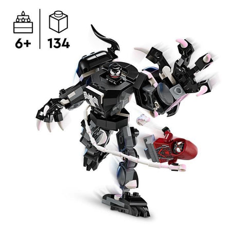 LEGO 76276 Marvel Venom's Robot Armor contro Miles Morales, giocattolo costruibile con minifigure