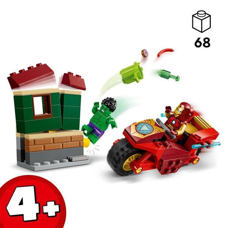 LEGO Marvel 76287 Iron Man con Moto e Hulk, Set Avengers con Minifigure