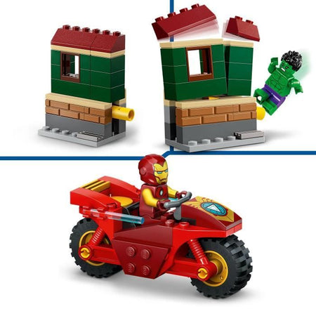 LEGO Marvel 76287 Iron Man con Moto e Hulk, Set Avengers con Minifigure