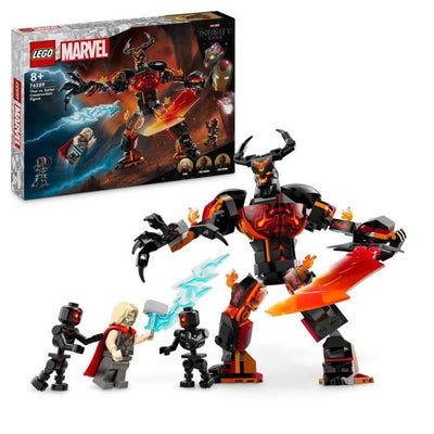 LEGO Marvel 76289 Minifigure costruibile di Thor contro Surtur, set di supereroi