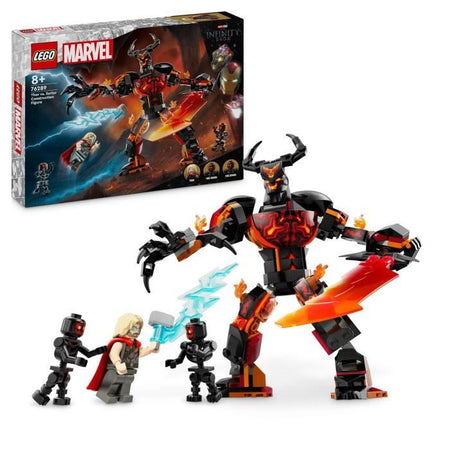 LEGO Marvel 76289 Minifigure costruibile di Thor contro Surtur, set di supereroi