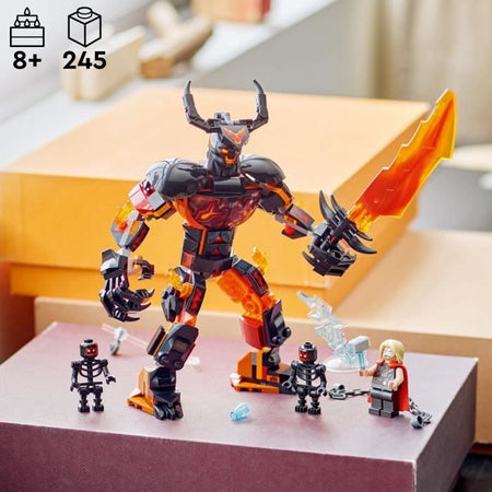 LEGO Marvel 76289 Minifigure costruibile di Thor contro Surtur, set di supereroi