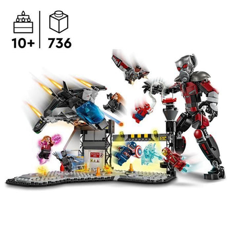 LEGO Marvel 76314 La battaglia di Capitan America: Guerra civile - Giocattolo per bambino di 10 anni