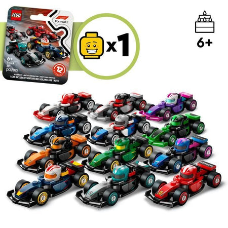 Scatola da 36 minifigure 71049 Auto F1 da collezione