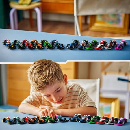 Scatola da 36 minifigure 71049 Auto F1 da collezione