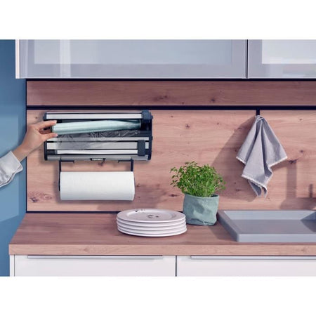 LEIFHEIT Distributore di salviette di carta pellicola alluminio Parat Royal 25793 Leifheit pratico dispenser da parete 3 rotoli con lame affilate