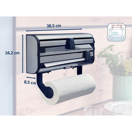 LEIFHEIT Dispensador de toallas de papel film aluminio Parat Royal 25793 Leifheit práctico dispensador de pared 3 rollos con cuchillas afiladas