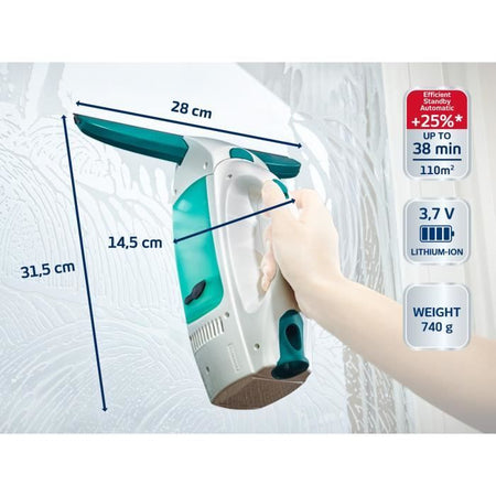 Kit aspirapolvere per vetri Leifheit 51003 Dry & Clean con manico e tergicristallo, lavavetri senza aloni, lavavetri multiuso
