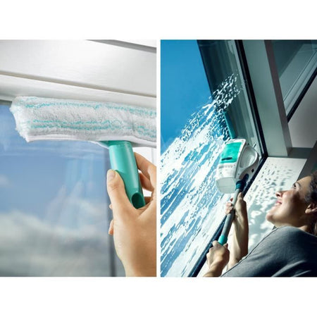Kit aspirapolvere per vetri Leifheit 51003 Dry & Clean con manico e tergicristallo, lavavetri senza aloni, lavavetri multiuso
