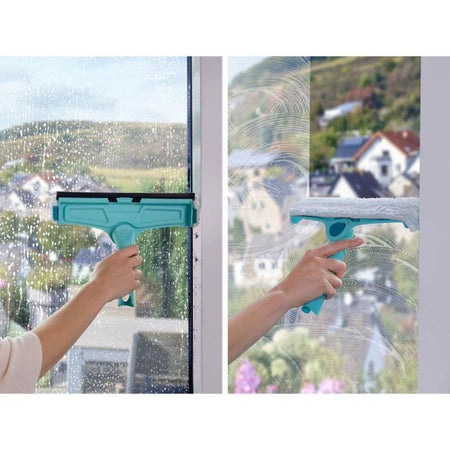Leifheit 51320 Lavavetri 4 in 1 con panno in microfibra, tergivetro da 32 cm con funzione brevettata di pulizia del telaio