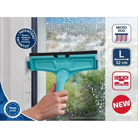 Leifheit 51320 Lavavetri 4 in 1 con panno in microfibra, tergivetro da 32 cm con funzione brevettata di pulizia del telaio