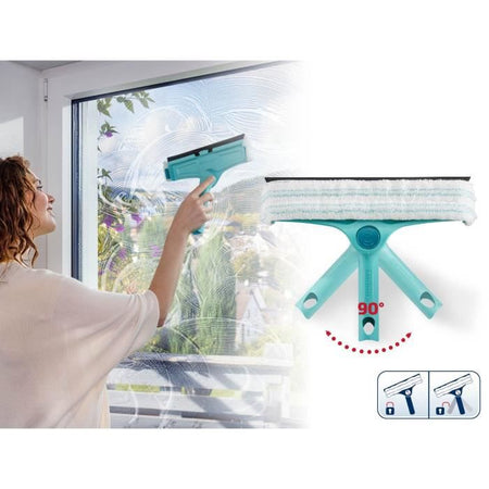 Leifheit 51320 Lavavetri 4 in 1 con panno in microfibra, tergivetro da 32 cm con funzione brevettata di pulizia del telaio