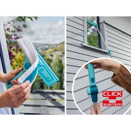 Leifheit 51320 Lavavetri 4 in 1 con panno in microfibra, tergivetro da 32 cm con funzione brevettata di pulizia del telaio